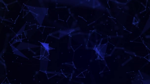 Abstrakcyjna Oscylująca Sieć Niebieskich Kropek Linii Czarnym Tle Wyświetlacz Technologiczny — Wideo stockowe