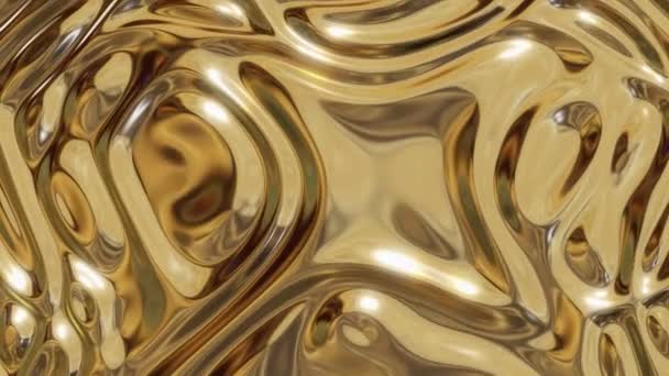 液态金3D 金属纹理运动平稳 摘要优质黄色光泽背景 慢动作豪华光滑渐变 — 图库视频影像