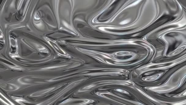 Hierro Líquido Textura Metálica Plata Mueve Suavemente Resumen Ondulado Gris — Vídeo de stock