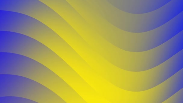 波浪形宽的动画线条呈渐变色 具有黄蓝色渐变的屏幕保护程序 波浪向上卷起 数字的 简单的 清晰的 乌克兰国旗 4K的文本背景 Fps — 图库视频影像
