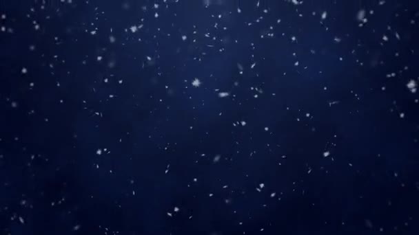 Bílé Sněhové Vločky Modrém Svahu Pozadí Bezešvé Smyčky Sníh Sněhová — Stock video