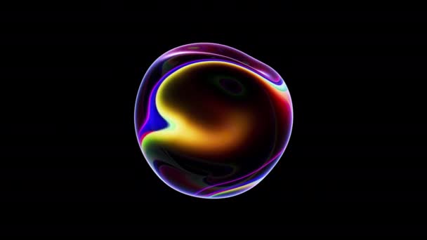 Queda Distorção Líquido Com Superfície Holográfica Animação Uma Esfera Ondulada — Vídeo de Stock