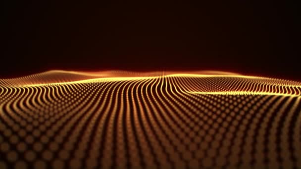 Abstrakcyjny Horyzont Złotych Kropek Cyfrowe Dynamicznie Poruszające Się Tło Liniowe — Wideo stockowe