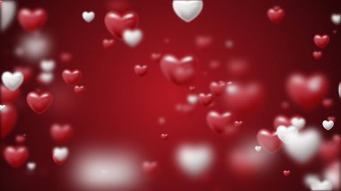 Merkezdeki kırmızı arka planda beyaz ve kırmızı hacimli bir kalp. Sevgililer Günü 'ne kadar kalp fırtınası. Düğün zengini hareketli kalpler. Aşıklar, romantik aşk, aşk ekran koruyucu. 8k duvar kağıdı 4k ekran koruyucu.