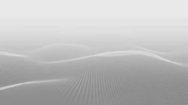 Dalgaların siyah beyaz soyutlanması. Bulanık noktaların manzarası sorunsuz hareket eder. Beyaz dijital çöl. HD döngüsü tıpatıp aynı. Benzer video 4k, 60 fps.