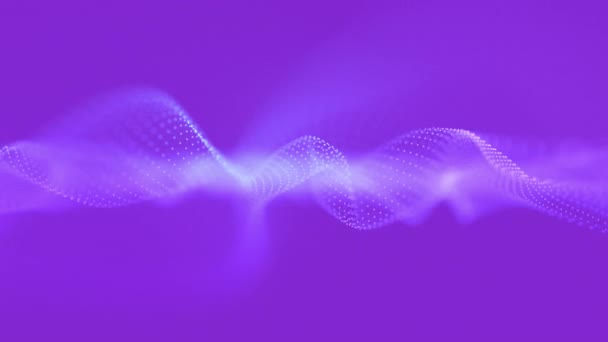 Анотація Коливань Хвиль Абстрактні Сяючі Цифрові Кіберхвильові Крапки Рухаються Фіолетовому — стокове відео