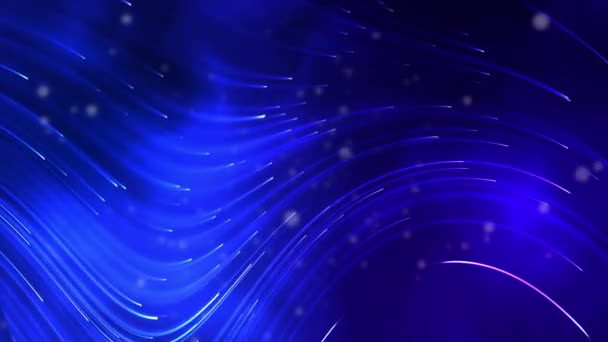 Mavi Neon Arka Planda Beyaz Uzay Dalgası Işık Noktalar Sıvı — Stok video