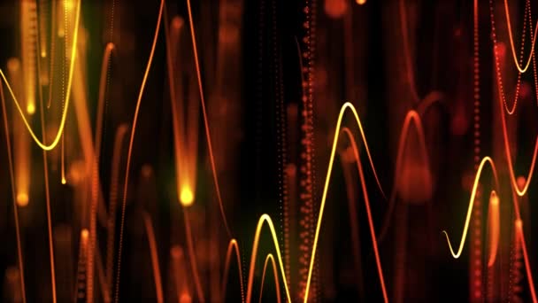 Sanfte Bewegung Des Neonlichts Entlang Fluoreszierender Fäden Und Drähte Auf — Stockvideo