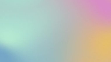 Açık mavi, pembe, sarı ve yeşilin yumuşak gradyanı. Pastel ışık gradyanı. Hassas gökkuşağı dokusu. Açık arkaplanda bulanık lekeler var. 4k, 60 fps, HD