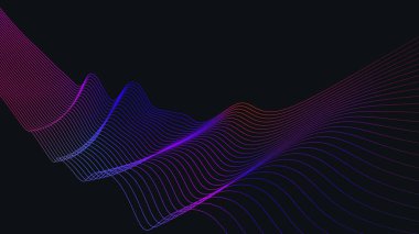 Digital wave on a black background. Multicolored wave minimalistic. Designer template, Technological event. Rainbow spectrum data stream. Modern clean creative gradient. 4k computer screensaver.	