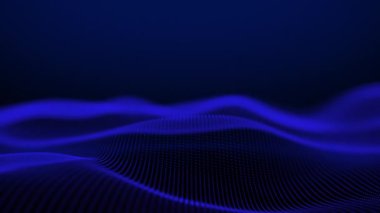 Kromatik dalga mavisi. Döngülü mavi dalgalı arka plan. Sıvı formunun pürüzsüz hareketleri. Bilim kurgu, 4k, 60 fps, HUD.