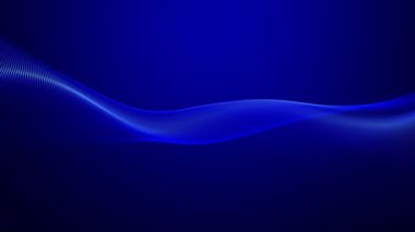 Mavi dalgalı arka plan. Teknoloji, mühendislik, bilim ve yapay zeka. 4K döngüsü. Dijital koyu mavi dalga çerçeve özeti.