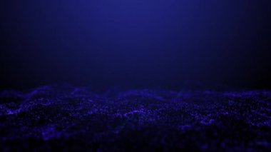 Parlayan mavi toz parçacıkları salınır. Mavi arkaplanda soyut neon parçacıkları. Mavi siber uzay. Nokta dalgaları. Konferans için sıvı mavi arka plan Motskup 'u bağlıyorum. HD 'yi temizle, 60 fps.