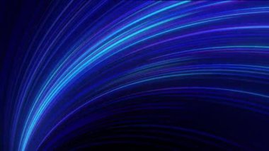 Mavi neon ışık çizgisi bg. 3D görüntüleme, soyut arkaplan. Parlayan ışıkları olan kıvrımlı neon kurdele. Veri aktarım metaforu. Parçacıklar parlayan izler. Modern Speed Light Efekti. Geleceğin Parlak Çizgileri.