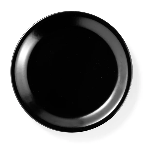 Черная Плоская Пластинка Изолированная Белом — стоковое фото