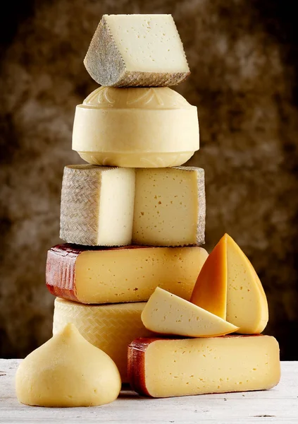 Traditional Spanish Cheese Rustic Background Stockbild