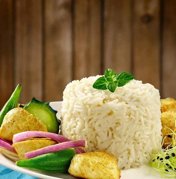 Basmati Rice Thai Recipe Served Dish Stockfoto