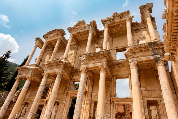 Fasada Rzymskiej Biblioteki Efezie Turcja — Zdjęcie stockowe