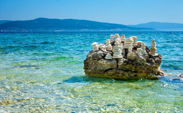 Stone Balance Rocks Aegian Seashore — Stock Photo, Image