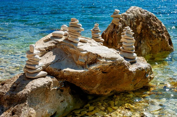 Stone Balnce Rocks Aegian Seashore — Stock Photo, Image