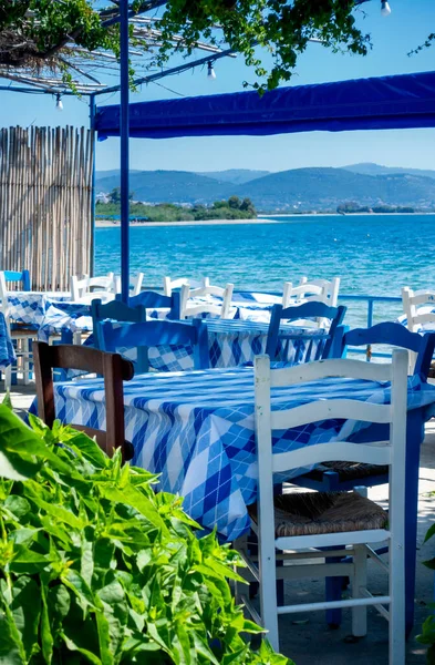 Traditional Greek Tavern Seashore Samos Island Greece — Stock Photo, Image