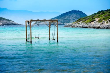 Livada plaj sahili, Samos Adası, Yunanistan