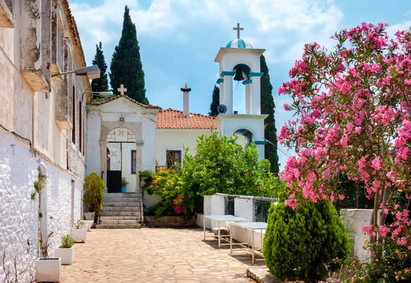 Eingang Und Turm Des Orthodoxen Klosters Panagia Spilani Samos Griechenland — Stockfoto