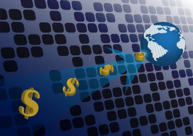 Dollar sign flowing on abstract background.