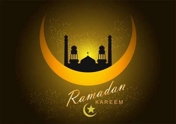Ramadan Kareem Mesquita Projeto Fundo Lua Crescente — Vetor de Stock