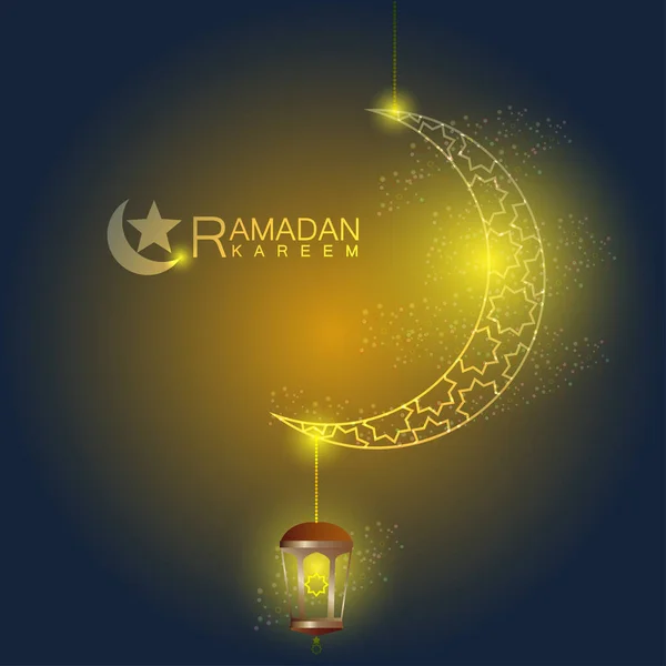 Ramadan Kareem Vector Ontwerp Lantaarn Hangen Halve Maan — Stockvector