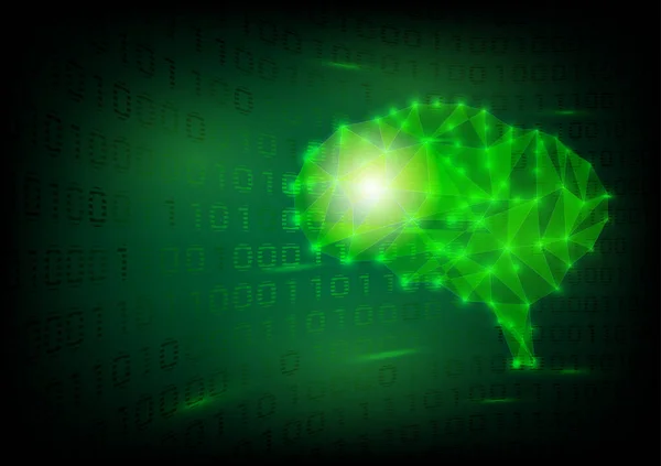 Mnohoúhelník Přední Mozek Svítící Digitální Kód Technologické Zázemí — Stockový vektor
