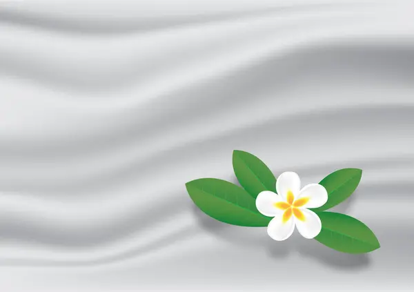 Flor Tropical Rugas Tecido Cetim Branco Têxtil Luz Sombra — Vetor de Stock