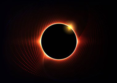 Güneş tutulması Uzayda Turuncu Ateş Işığı.