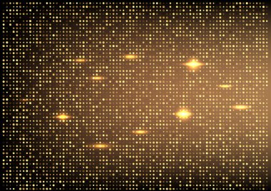 Koyu arkaplanda çeşitli boyutlarda altın ışıklı noktalar.