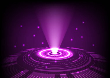 Teknoloji tekerindeki ışık ışını, soyut teknoloji arkaplanı.