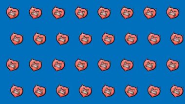 Kusursuz animasyon motifli 2D hareketli arkaplan çizgi film simgesi emoji ikonu şeytan kalp şeytanı
