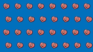 Kusursuz animasyon motifi 2D hareket grafiksel arka plan çizgi film emojisi ikon yüz gülen kalp