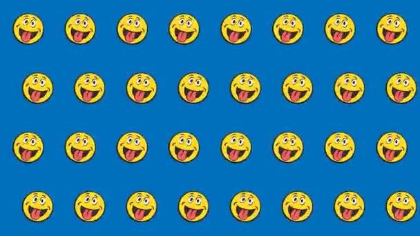 Nahtlose Animierte Muster Motion Grafik Hintergrund Mit Cartoon Emoticon Emoji — Stockvideo