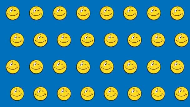 无缝隙动画图形2D运动图形背景卡通动画情感符号快乐笑脸 — 图库视频影像