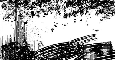 Soyut grunge yarım ton siyah ve beyaz sıkıntılı arkaplanının vektör katmanlı çizimi