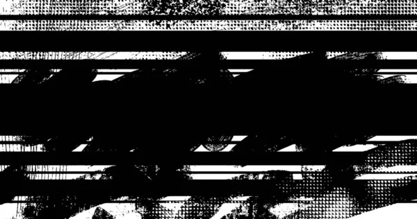 Vector Layered Illustration Abstract Grunge Halftone Black White Distressed Background — Vettoriale Stock