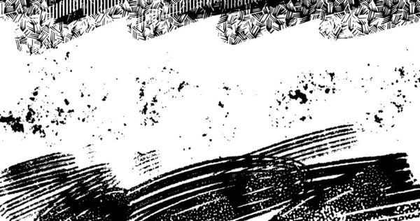 Vector Layered Illustration Abstract Grunge Halftone Black White Distressed Background — Stockový vektor