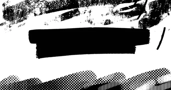 Vector Layered Illustration Abstract Grunge Halftone Black White Distressed Background — Stockvektor