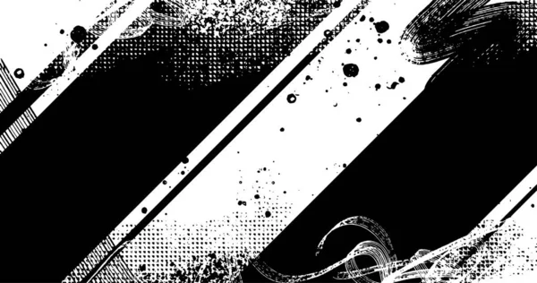 Vector Layered Illustration Abstract Grunge Halftone Black White Distressed Background — Image vectorielle
