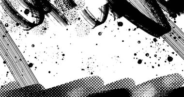 Soyut grunge yarım ton siyah ve beyaz sıkıntılı arkaplanının vektör katmanlı çizimi