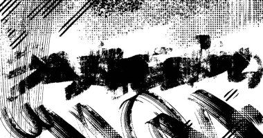 Soyut grunge yarım ton siyah ve beyaz sıkıntılı arkaplanının vektör katmanlı çizimi