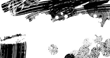 Soyut grunge yarım ton siyah ve beyaz sıkıntılı arkaplanının vektör katmanlı çizimi