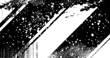 Soyut grunge yarım ton siyah ve beyaz sıkıntılı arkaplanının vektör katmanlı çizimi