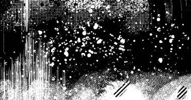 Soyut grunge yarım ton siyah ve beyaz sıkıntılı arkaplanının vektör katmanlı çizimi