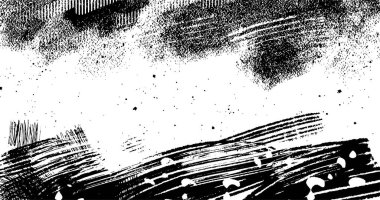 Soyut grunge yarım ton siyah ve beyaz sıkıntılı arkaplanının vektör katmanlı çizimi